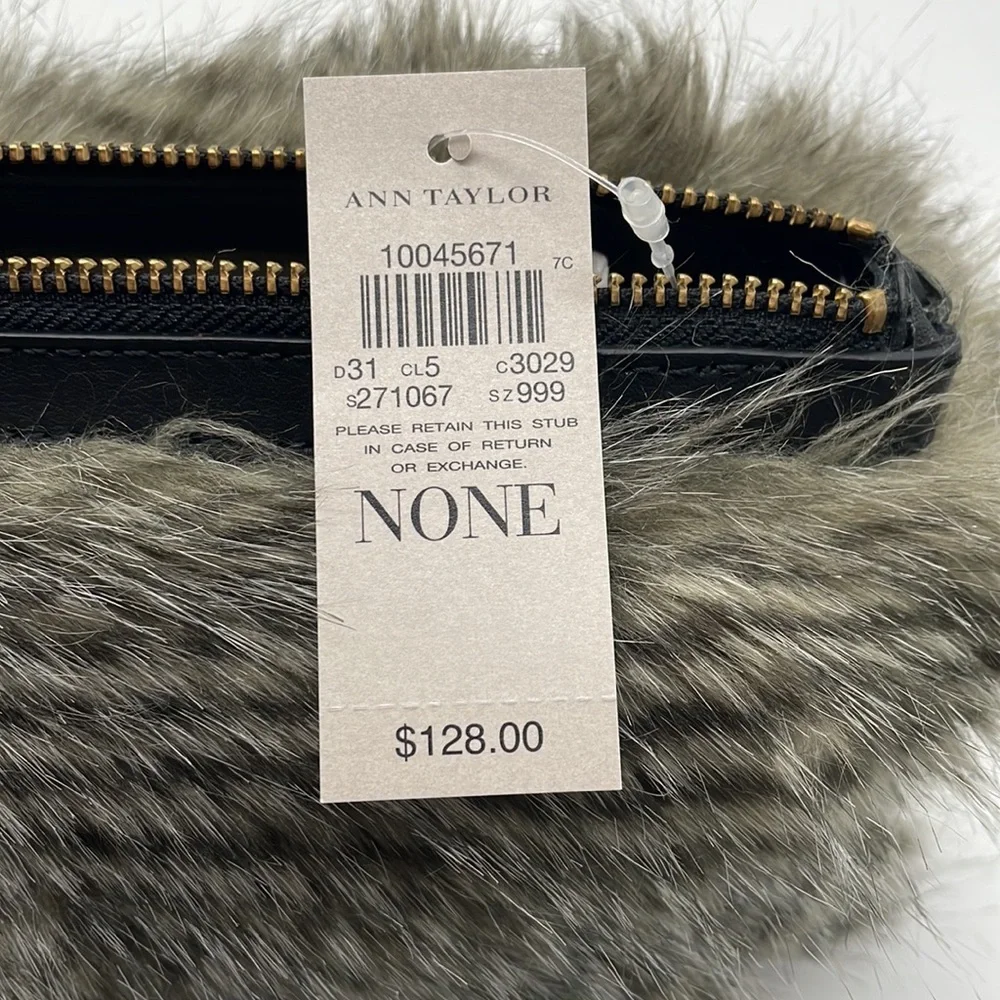 Ann Taylor Grey Fur Clutch NWT - Picture 9 of 10